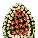 Coroana funerara 80 garoafe albe si orhidee