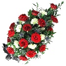 Jerba funerara 30 trandafiri rosii si garoafe albe