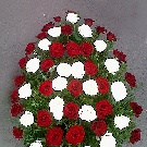 Coroana funerara 70 trandafiri rosii si albi